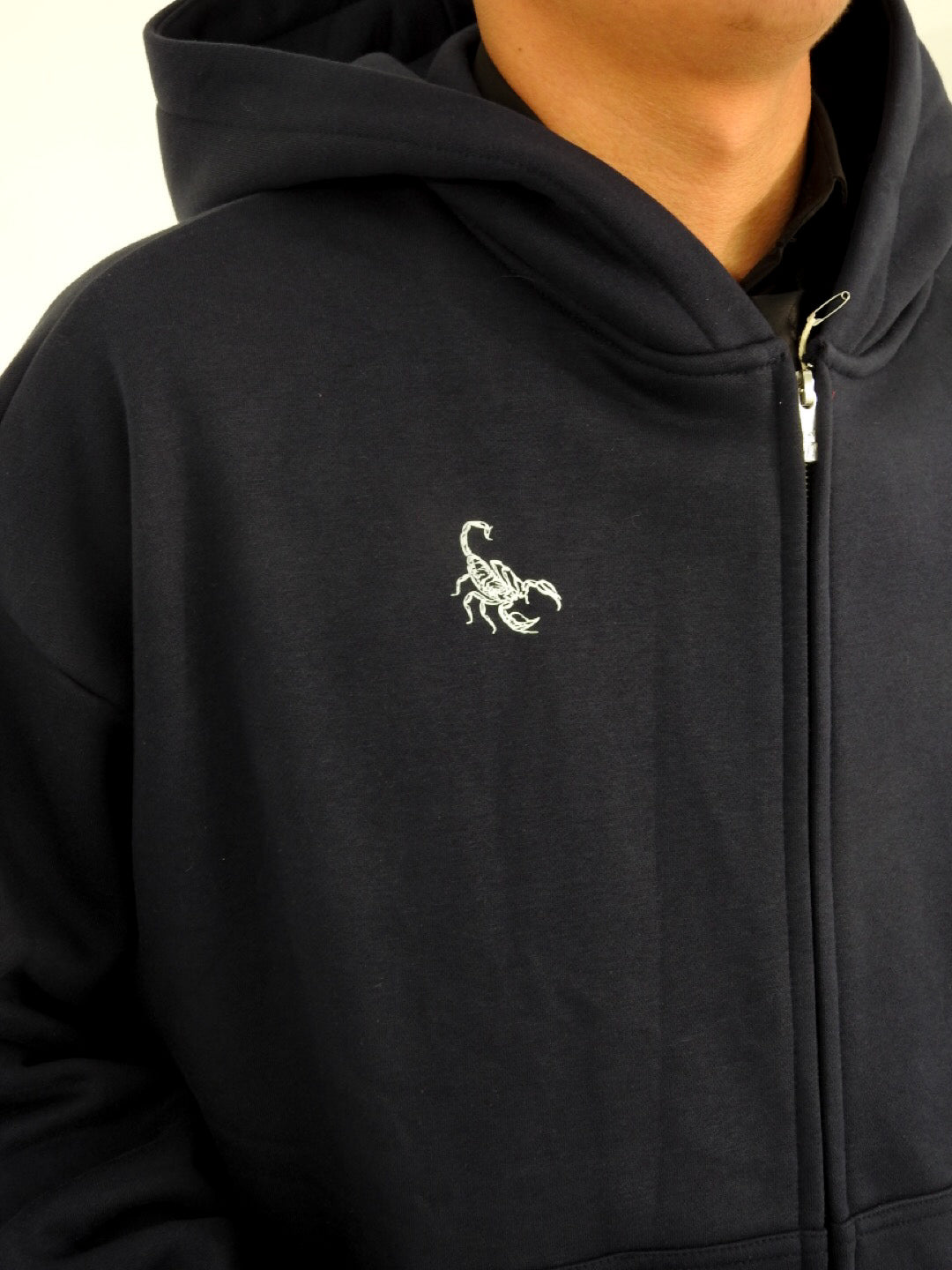 Black Unisex Heavyweight Boxy Cropped Fleece Zip-Up Hoodie