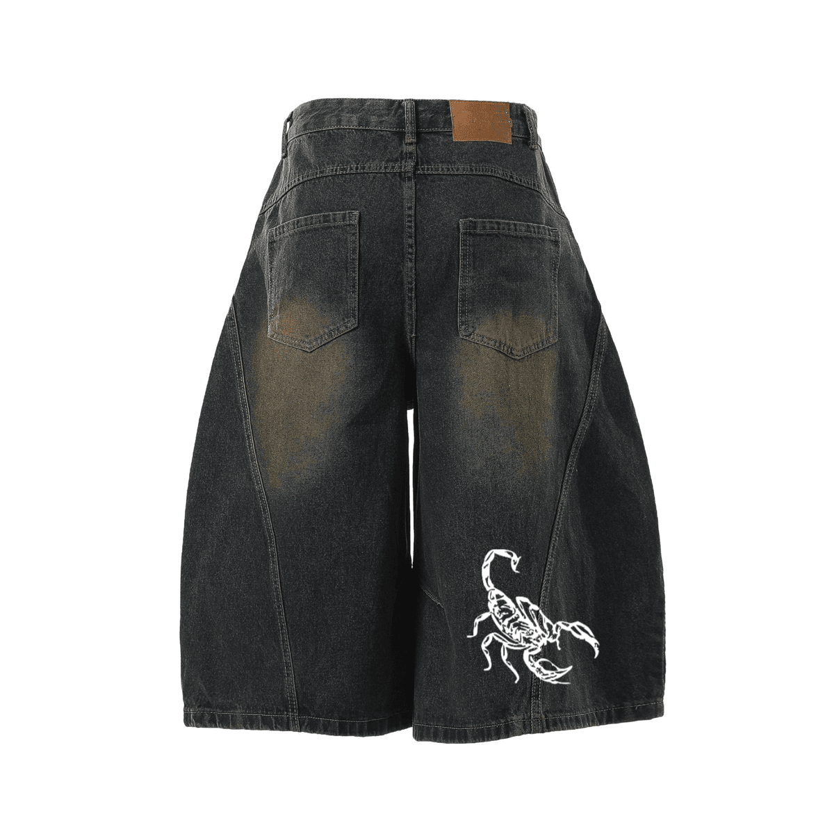 Unisex Wide-Leg Curved Blade Denim Shorts