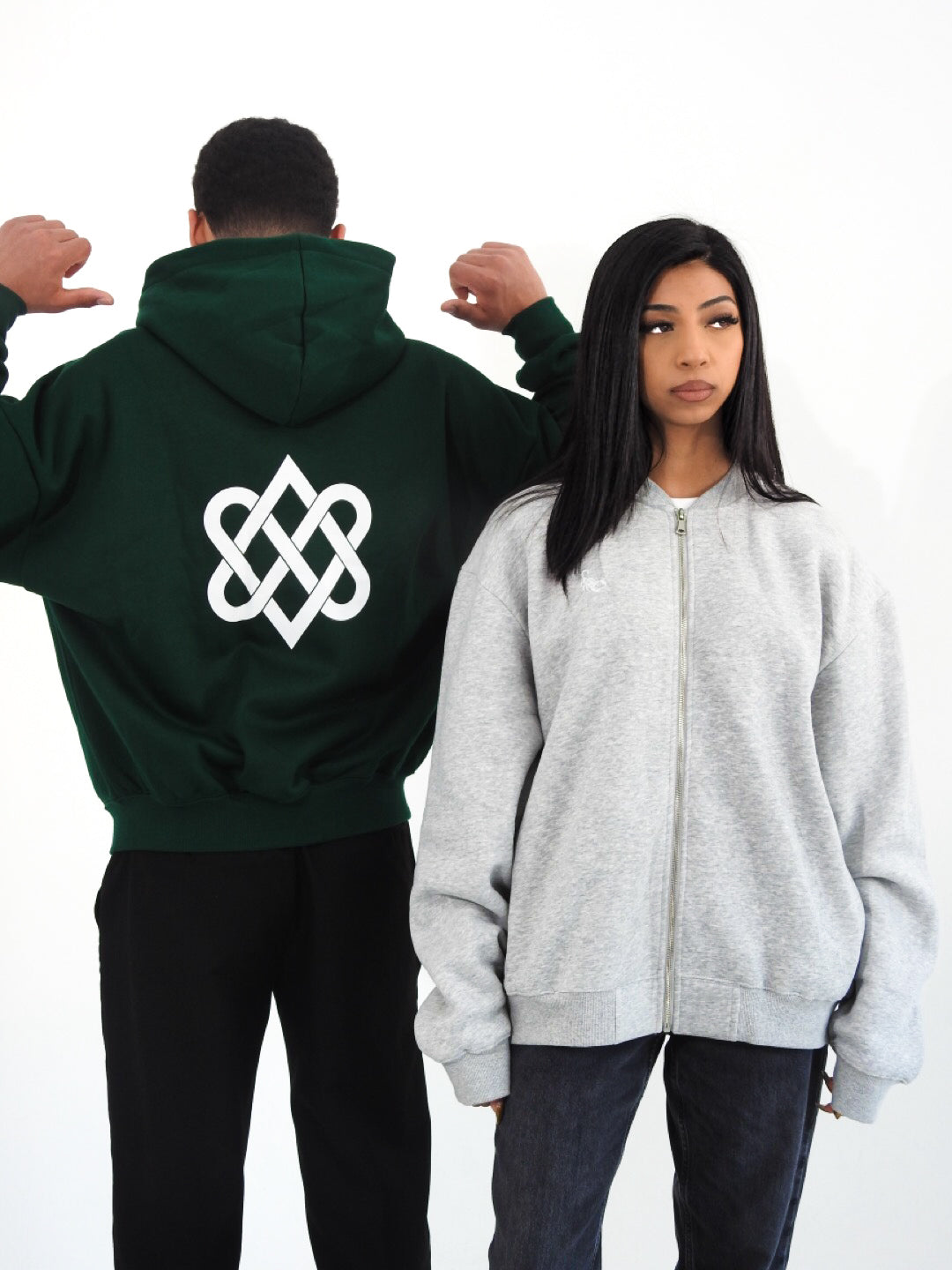 Green Unisex Heavyweight Boxy Cropped Fleece Zip-Up Hoodie