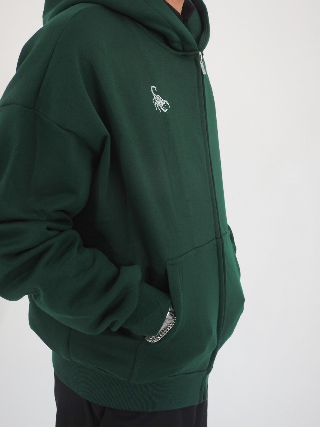 Green Unisex Heavyweight Boxy Cropped Fleece Zip-Up Hoodie