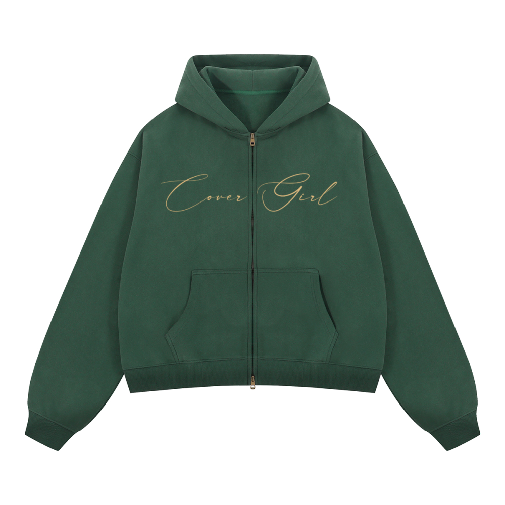 Unisex Boxy Cropped Fleece Zip-up Hoodie(380GSM)