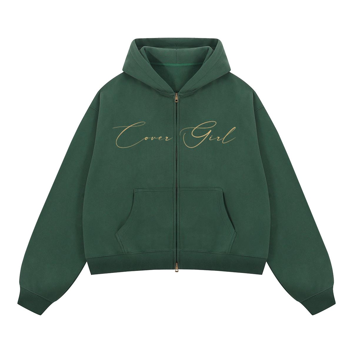 Unisex Boxy Cropped Fleece Zip-up Hoodie(380GSM)