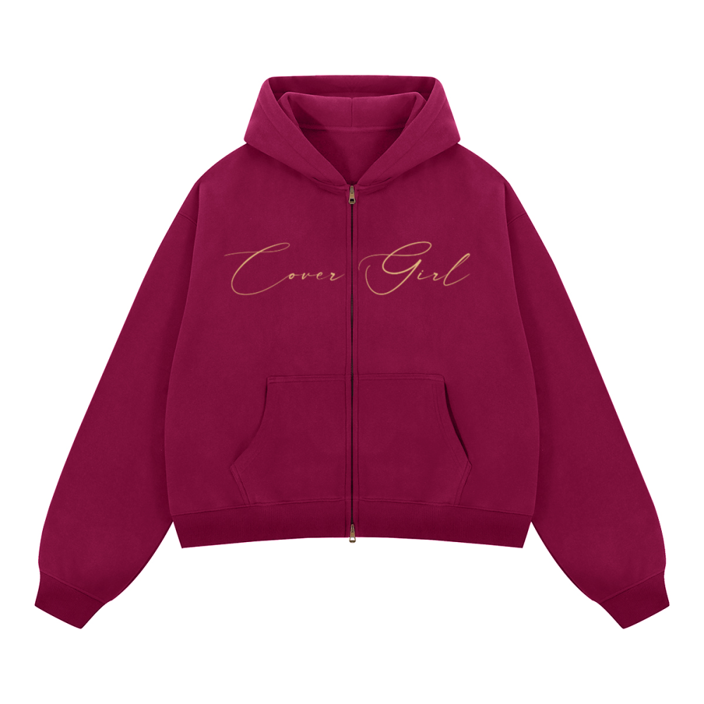 Unisex Boxy Cropped Fleece Zip-up Hoodie(380GSM)