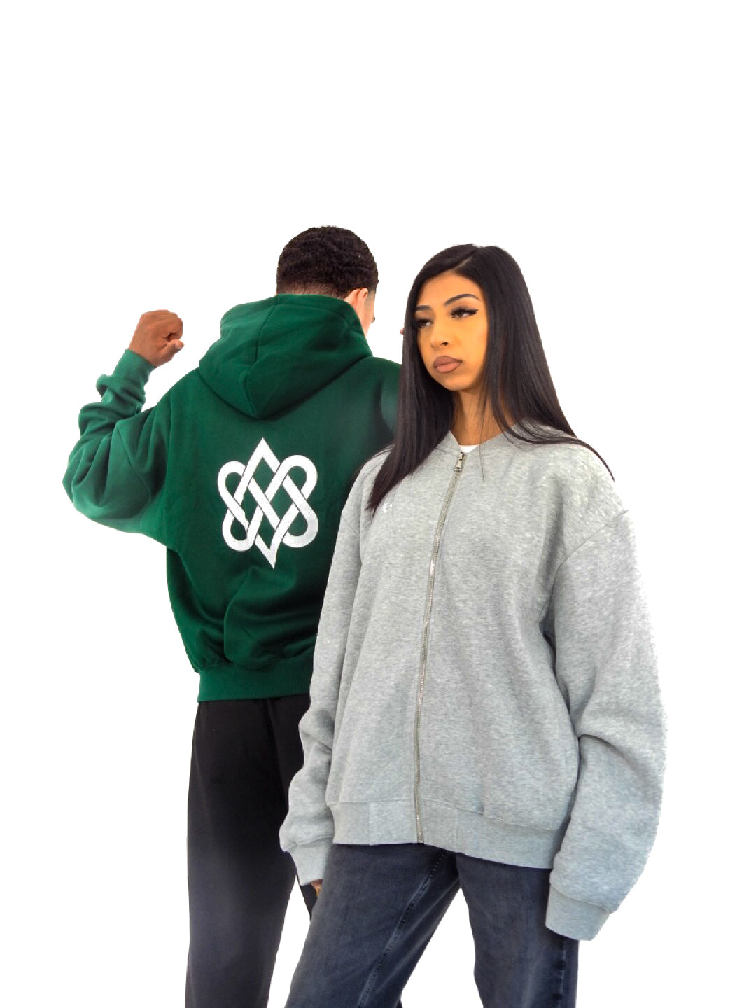 Green Unisex Heavyweight Boxy Cropped Fleece Zip-Up Hoodie