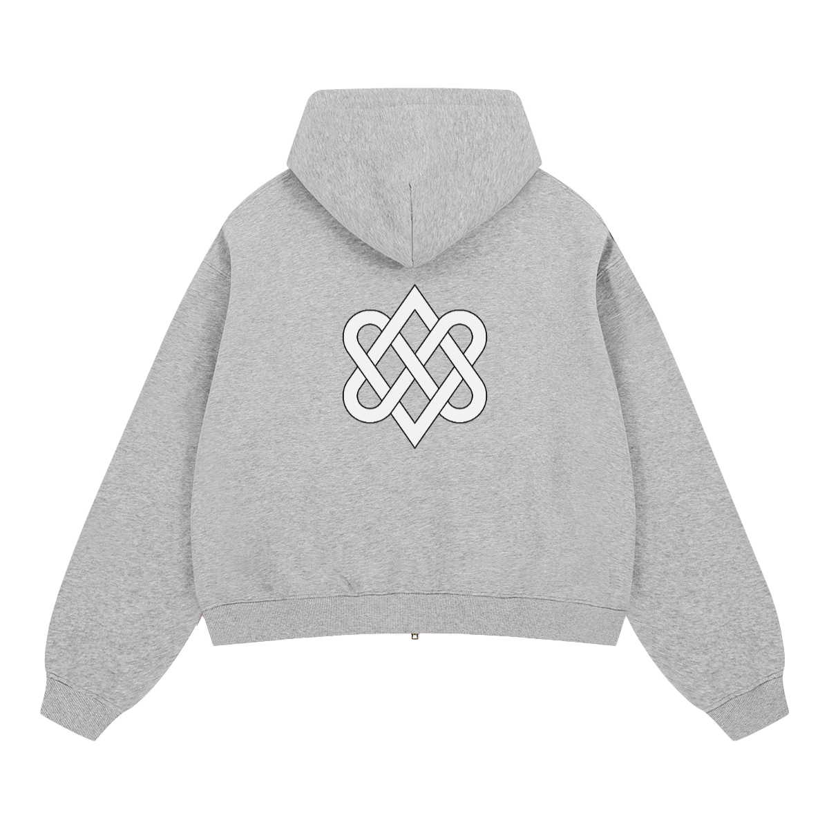 Grey Unisex Heavyweight Boxy Cropped Fleece Zip-Up Hoodie