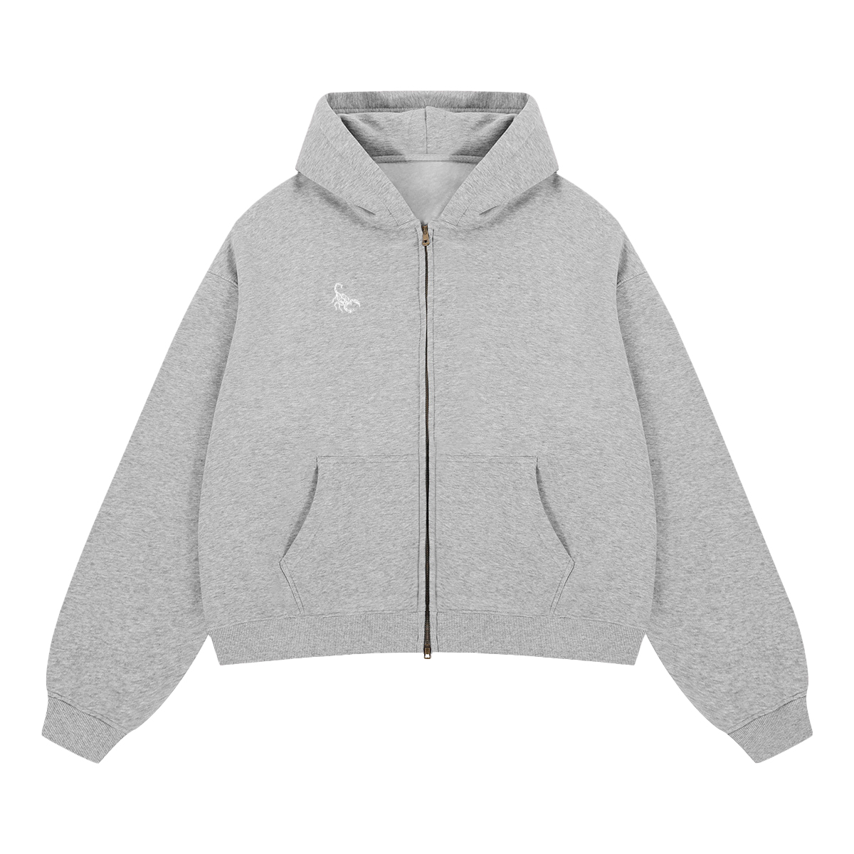 Scorpion Cropped Fleece Zip-Up Hoodie (380GSM)