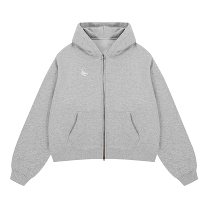 Scorpion Cropped Fleece Zip-Up Hoodie (380GSM)