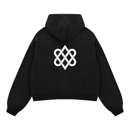 Unisex Boxy Cropped Fleece Zip-up Hoodie(380GSM)