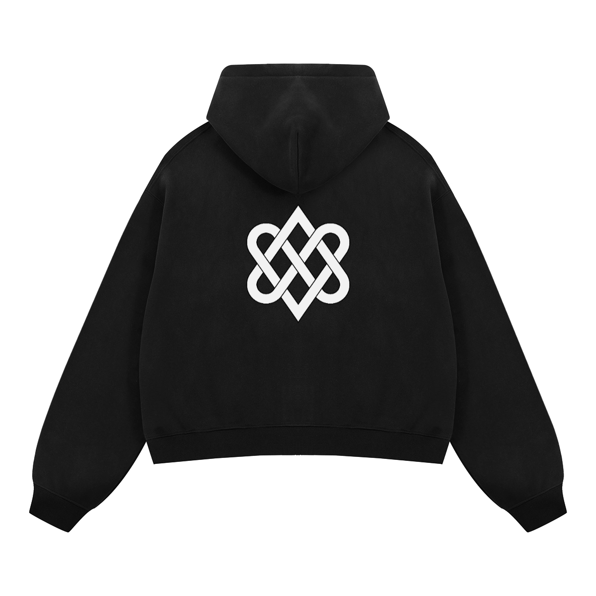 Black Unisex Heavyweight Boxy Cropped Fleece Zip-Up Hoodie
