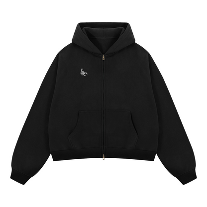Unisex Boxy Cropped Fleece Zip-up Hoodie(380GSM)