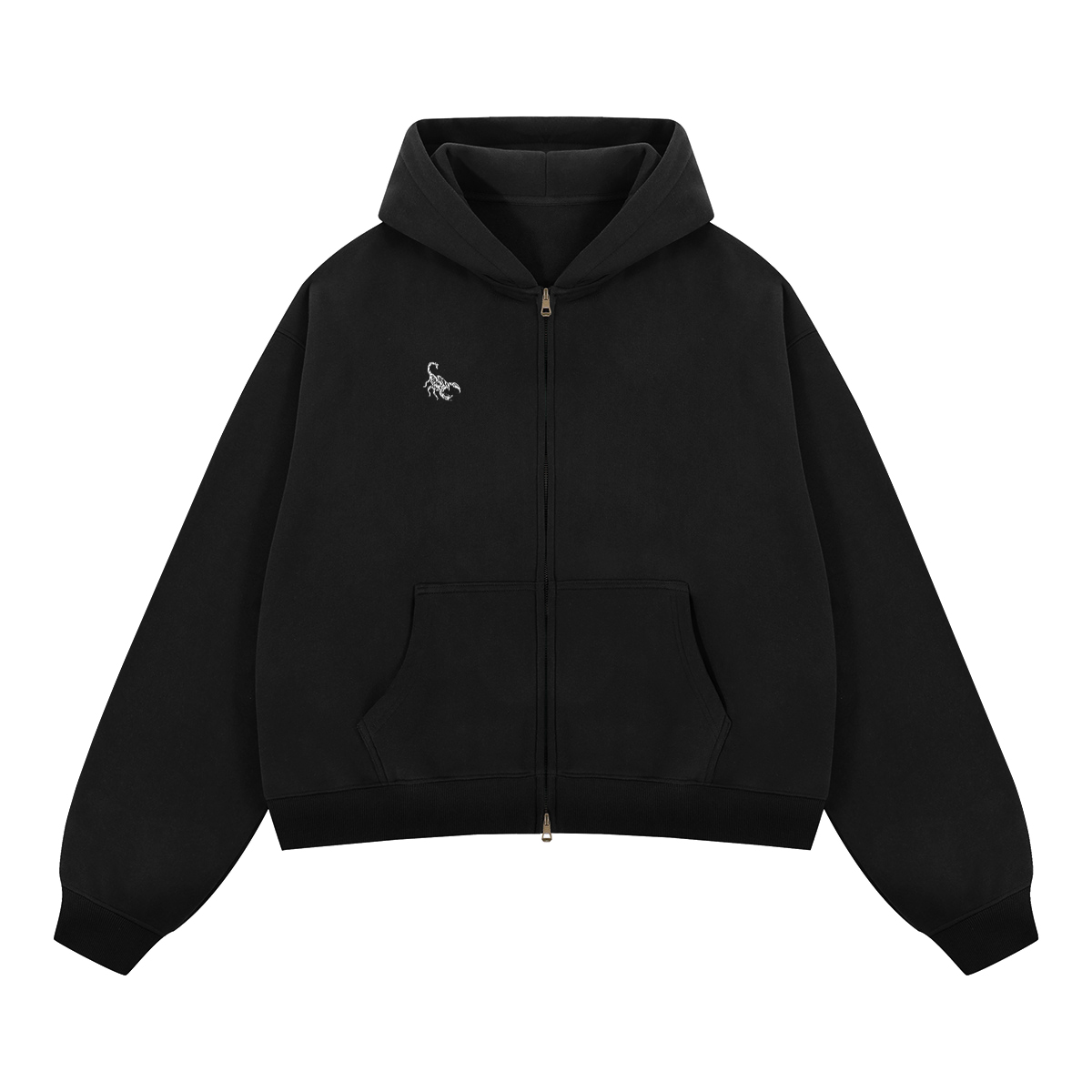 Scorpion Cropped Fleece Zip-Up Hoodie (380GSM)