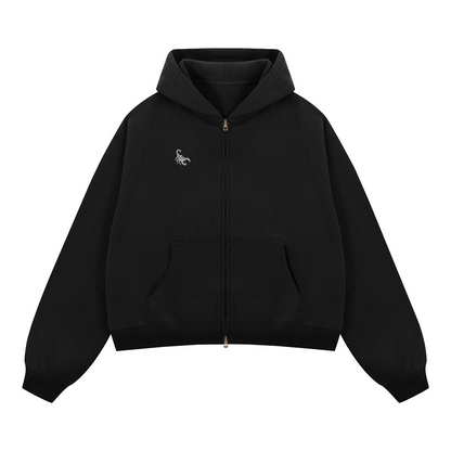 Scorpion Cropped Fleece Zip-Up Hoodie (380GSM)