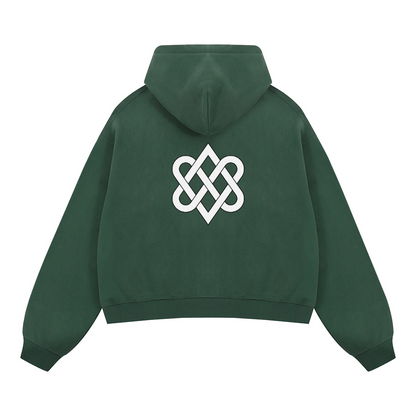 Unisex Boxy Cropped Fleece Zip-up Hoodie(380GSM)