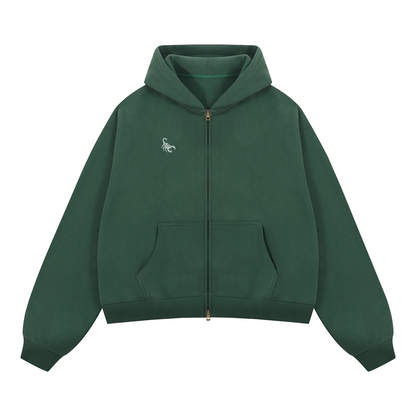 Scorpion Cropped Fleece Zip-Up Hoodie (380GSM)