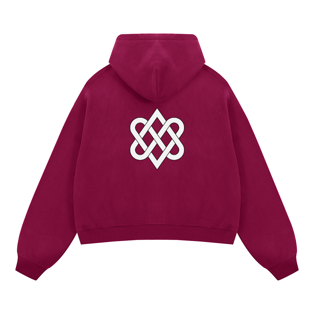 Burgundy Unisex Heavyweight Boxy Cropped Fleece Zip-Up Hoodie