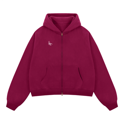 Scorpion Cropped Fleece Zip-Up Hoodie (380GSM)