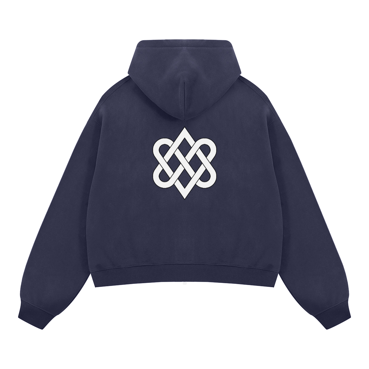 Navy Unisex Heavyweight Boxy Cropped Fleece Zip-Up Hoodie