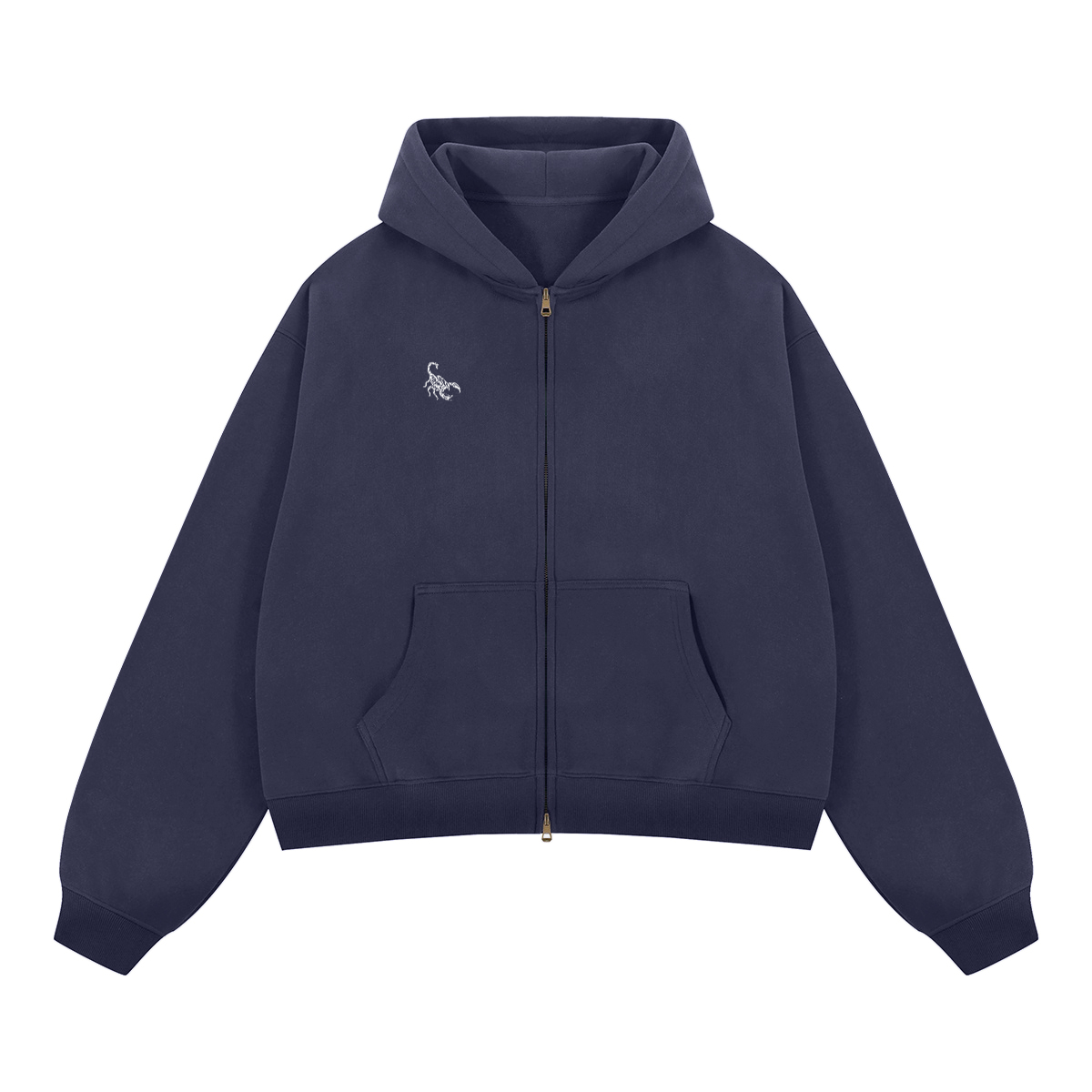 Unisex Boxy Cropped Fleece Zip-up Hoodie(380GSM)