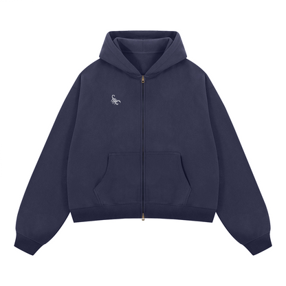 Scorpion Cropped Fleece Zip-Up Hoodie (380GSM)