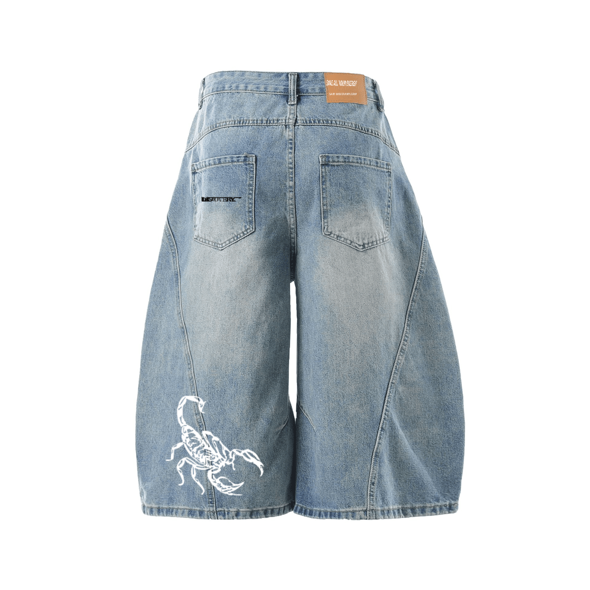 Unisex Wide-Leg Curved Blade Denim Shorts