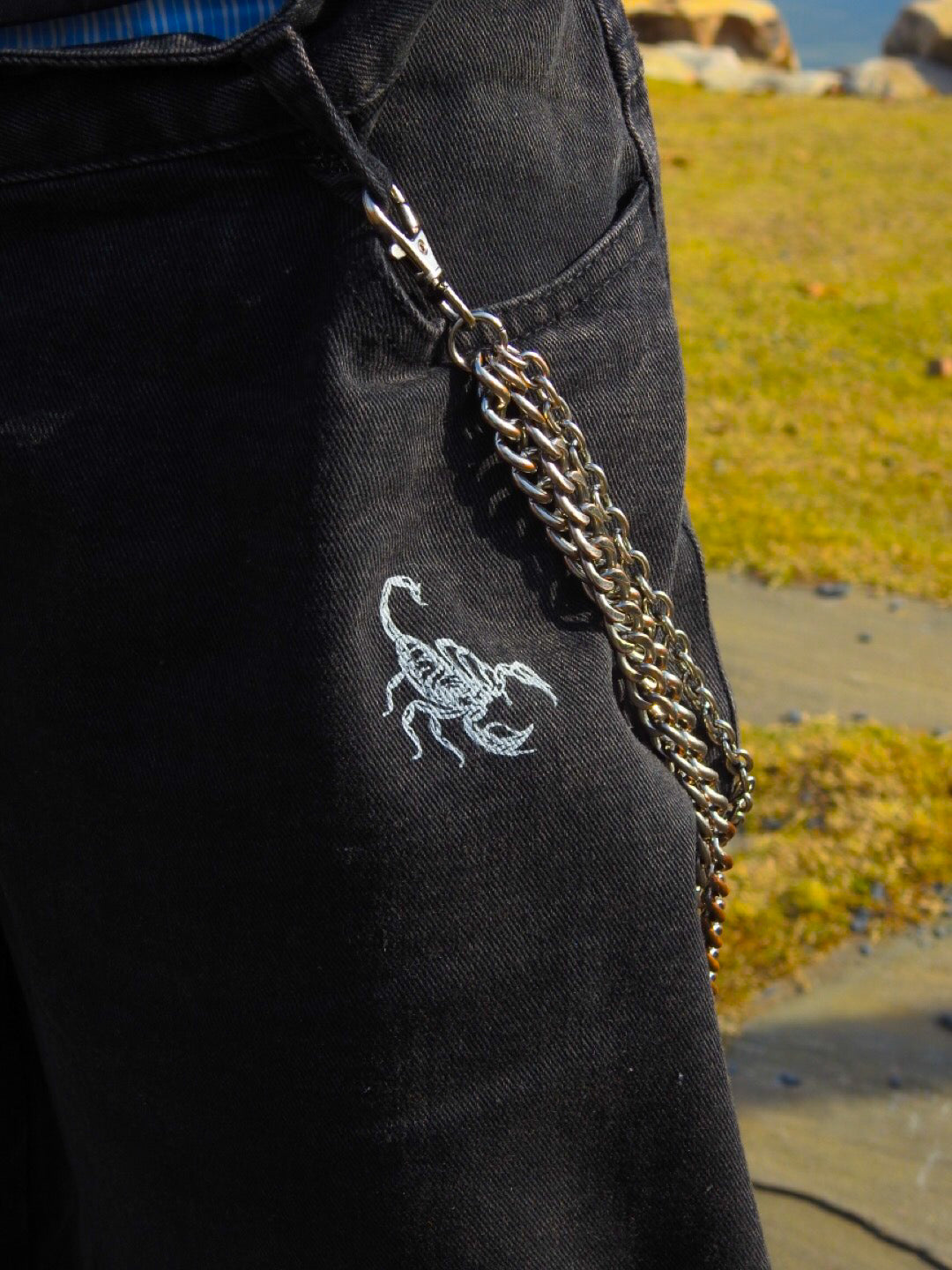 Unisex Double Waist Design Wide Leg Jeans