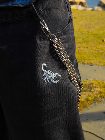 Unisex Double Waist Design Wide Leg Jeans