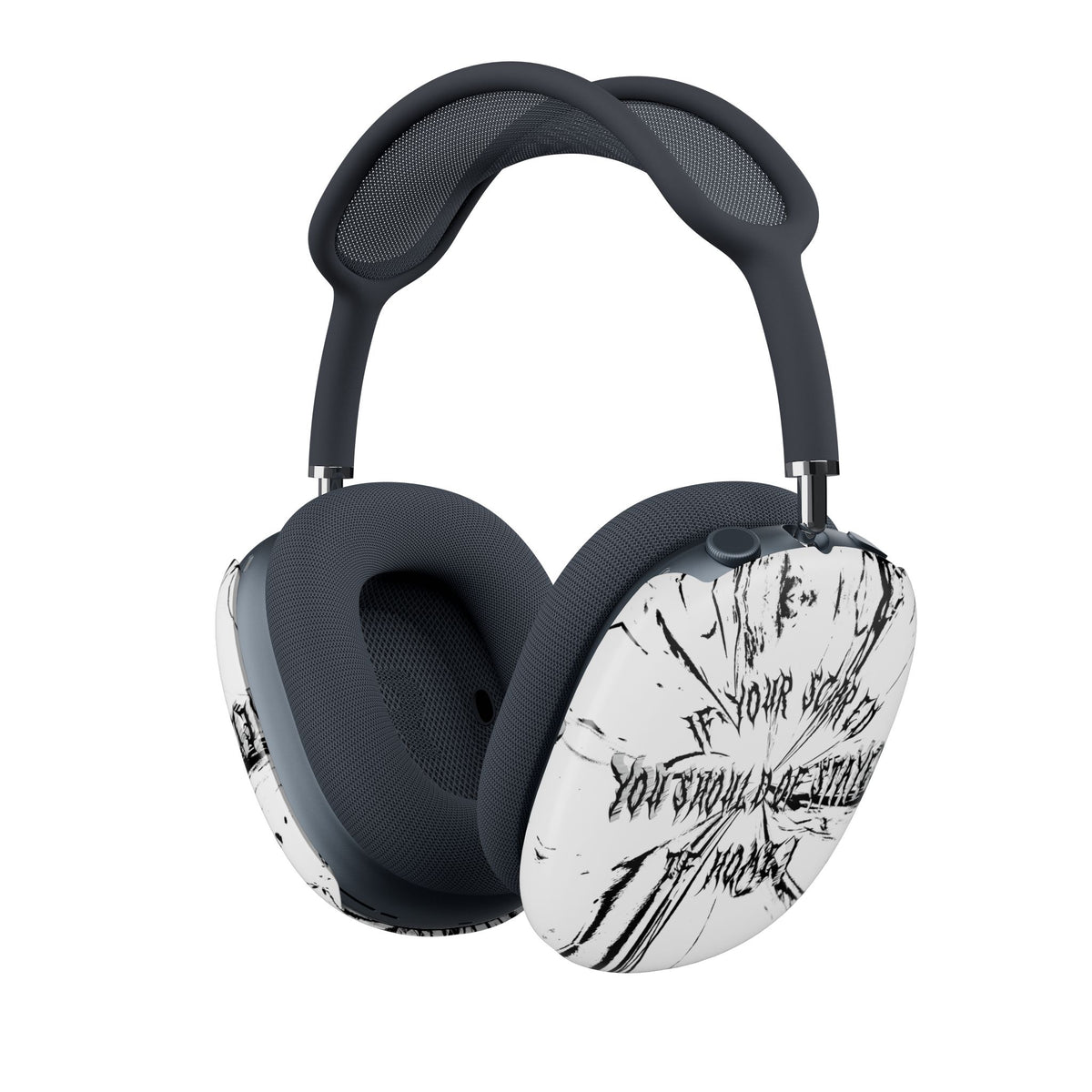 White AirPods Max Shell Case — “If You’re Scared You Should’ve Stayed Home” Gothic Grunge Protective Covers