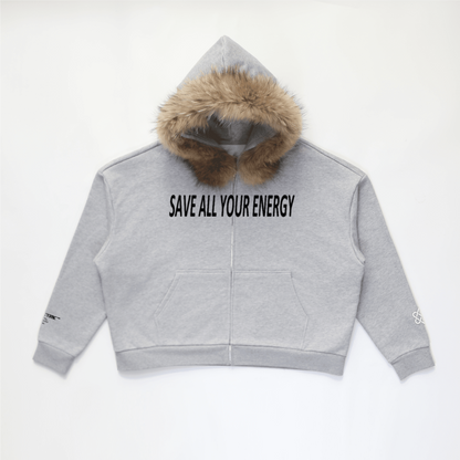 SAYE Fur-Trim Zip-Up Hoodie（400GSM）