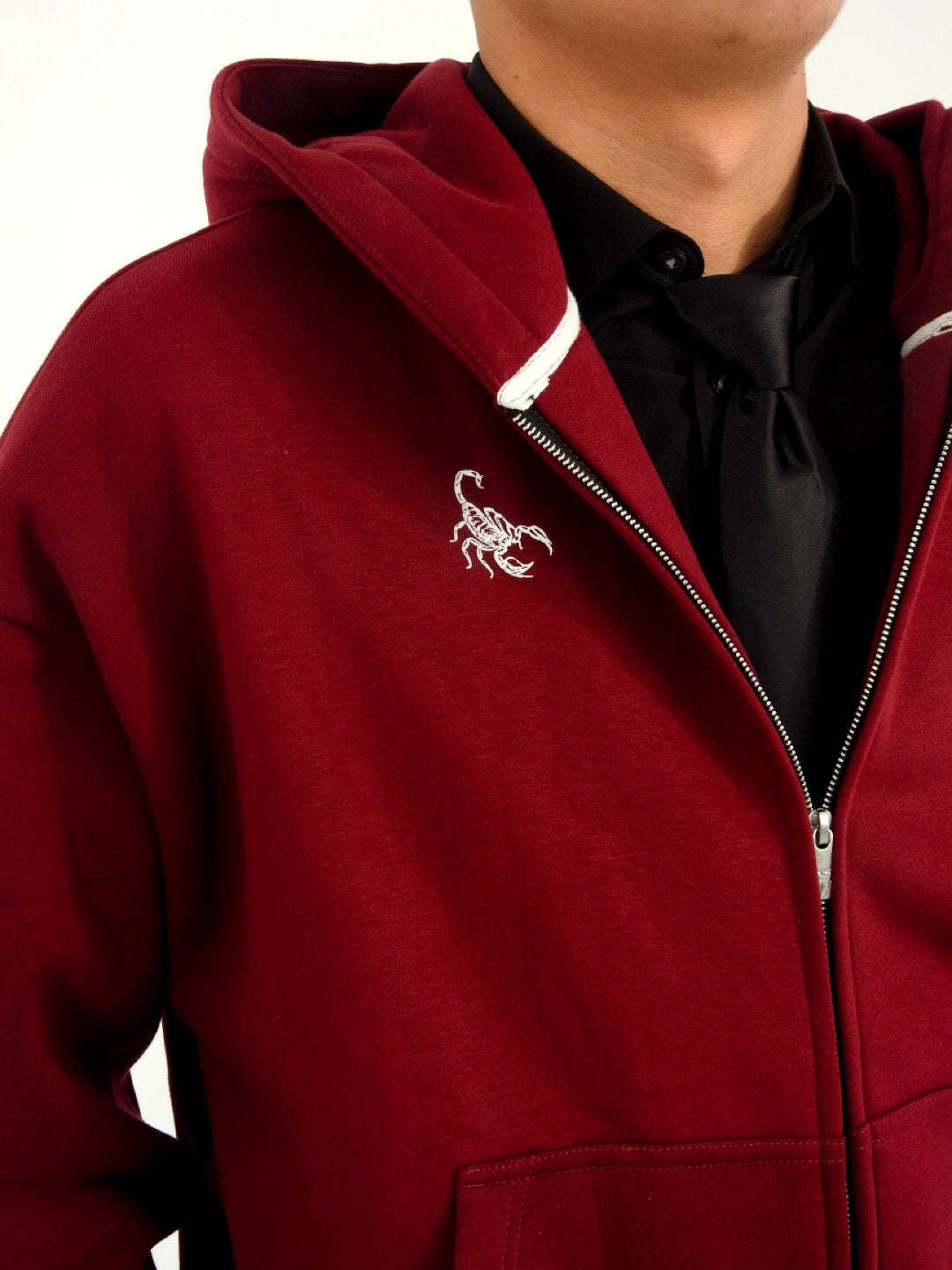 Burgundy Unisex Heavyweight Boxy Cropped Fleece Zip-Up Hoodie