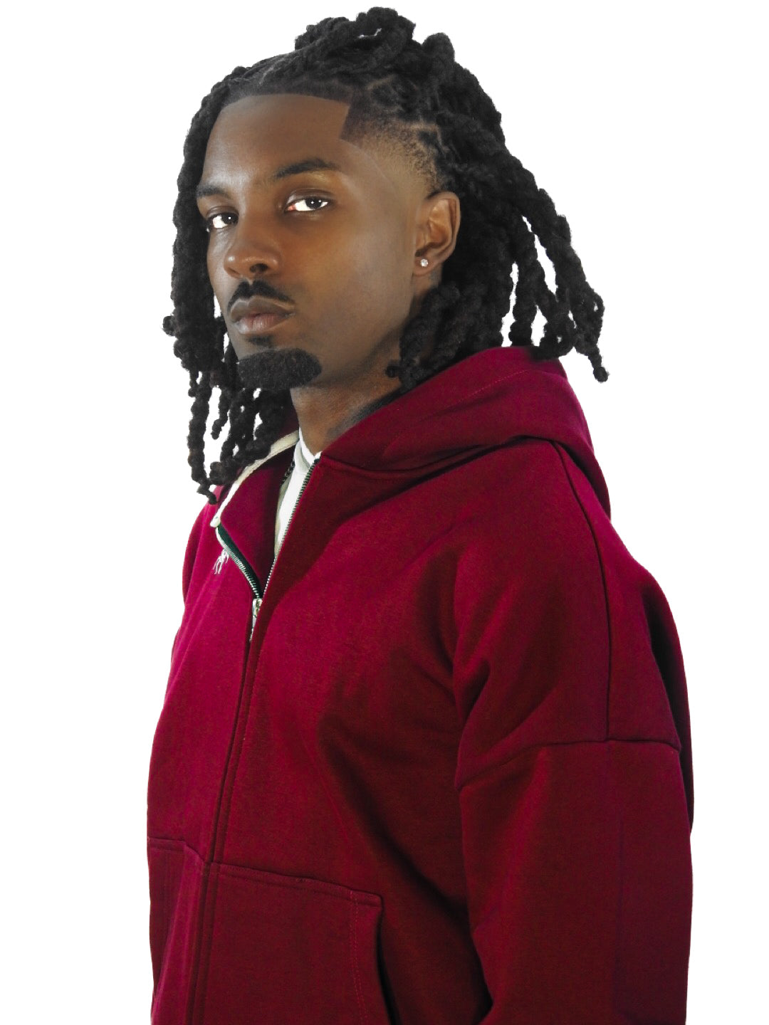 Burgundy Unisex Heavyweight Boxy Cropped Fleece Zip-Up Hoodie