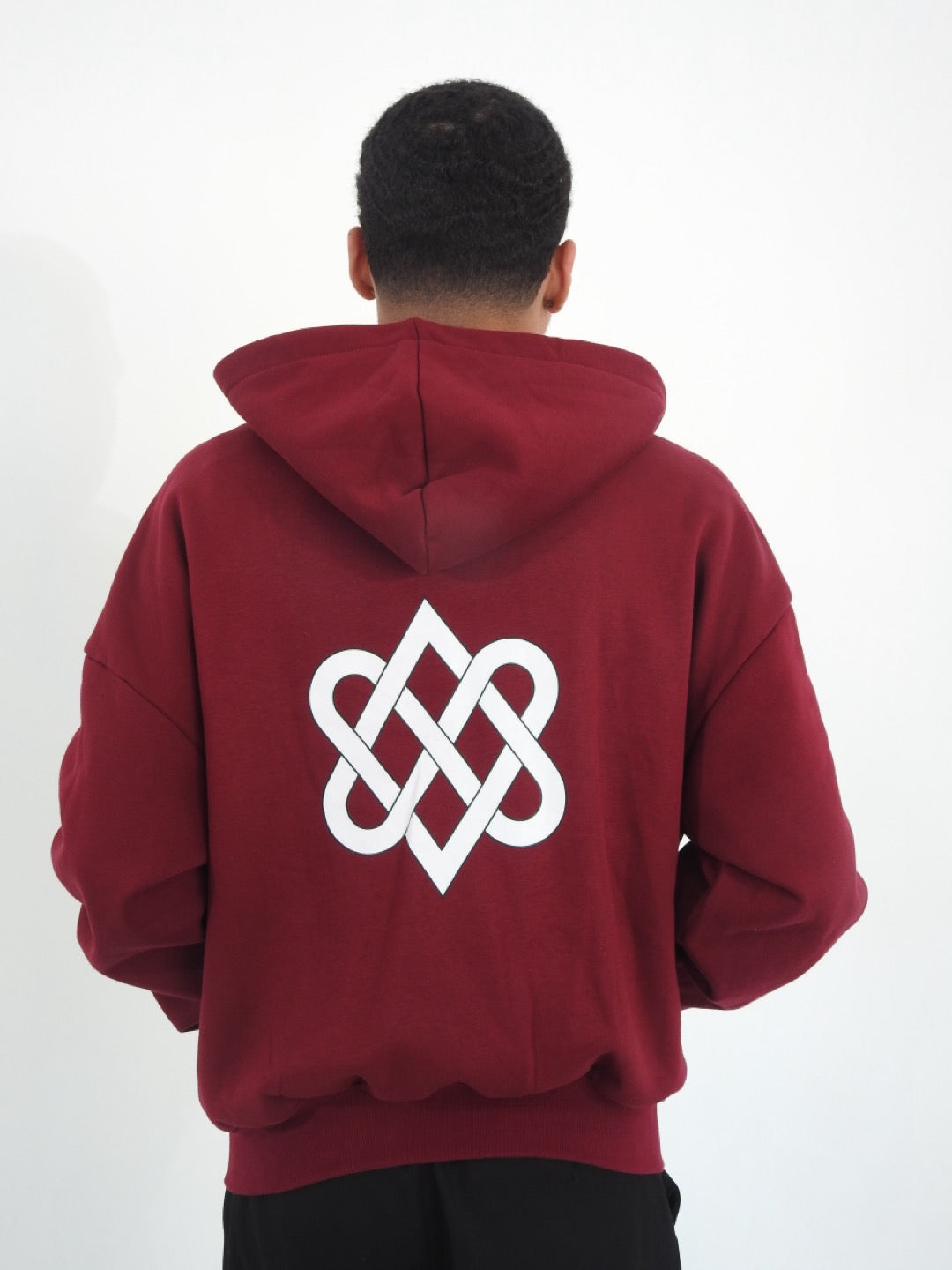 Burgundy Unisex Heavyweight Boxy Cropped Fleece Zip-Up Hoodie