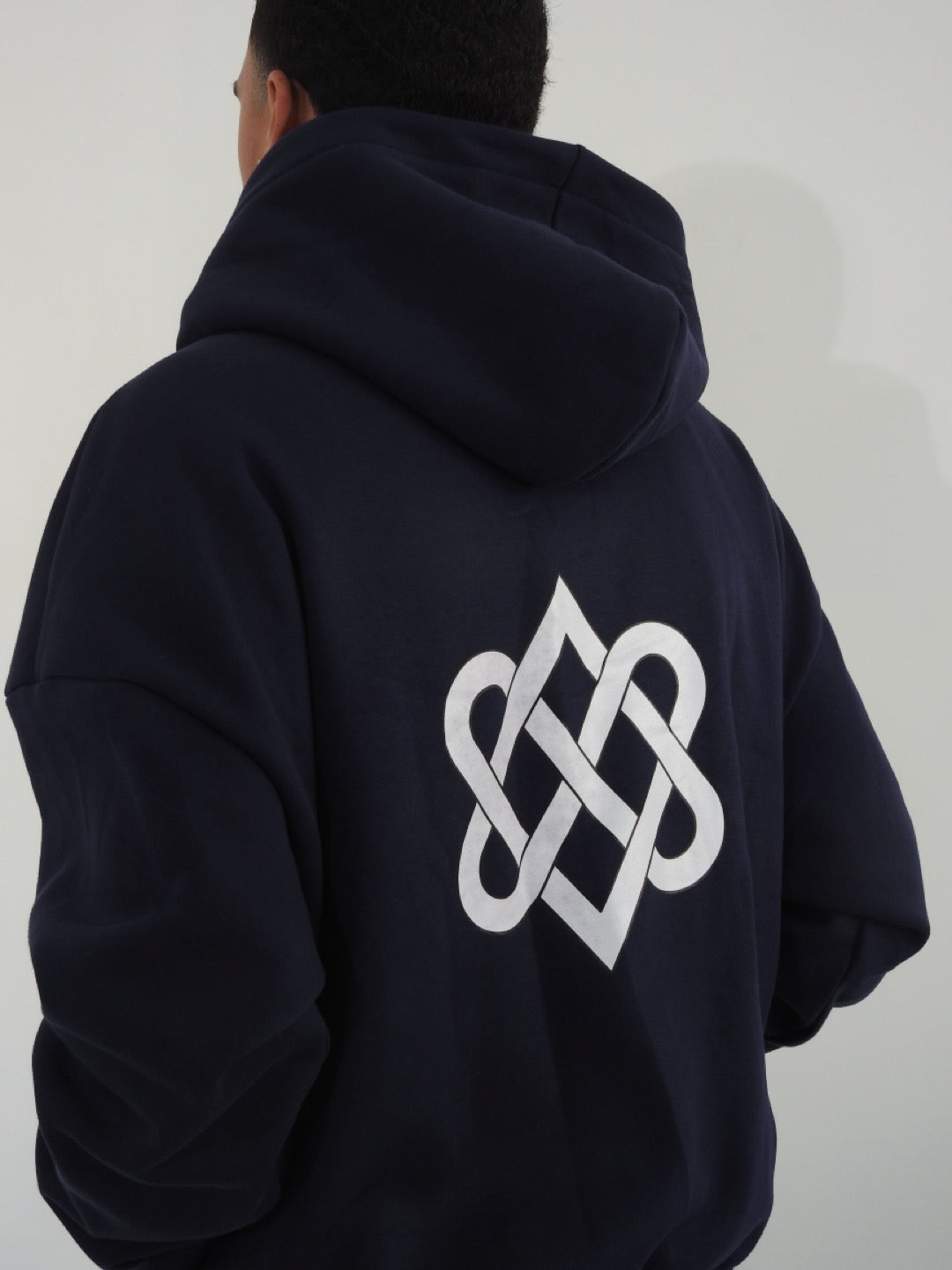 Navy Unisex Heavyweight Boxy Cropped Fleece Zip-Up Hoodie