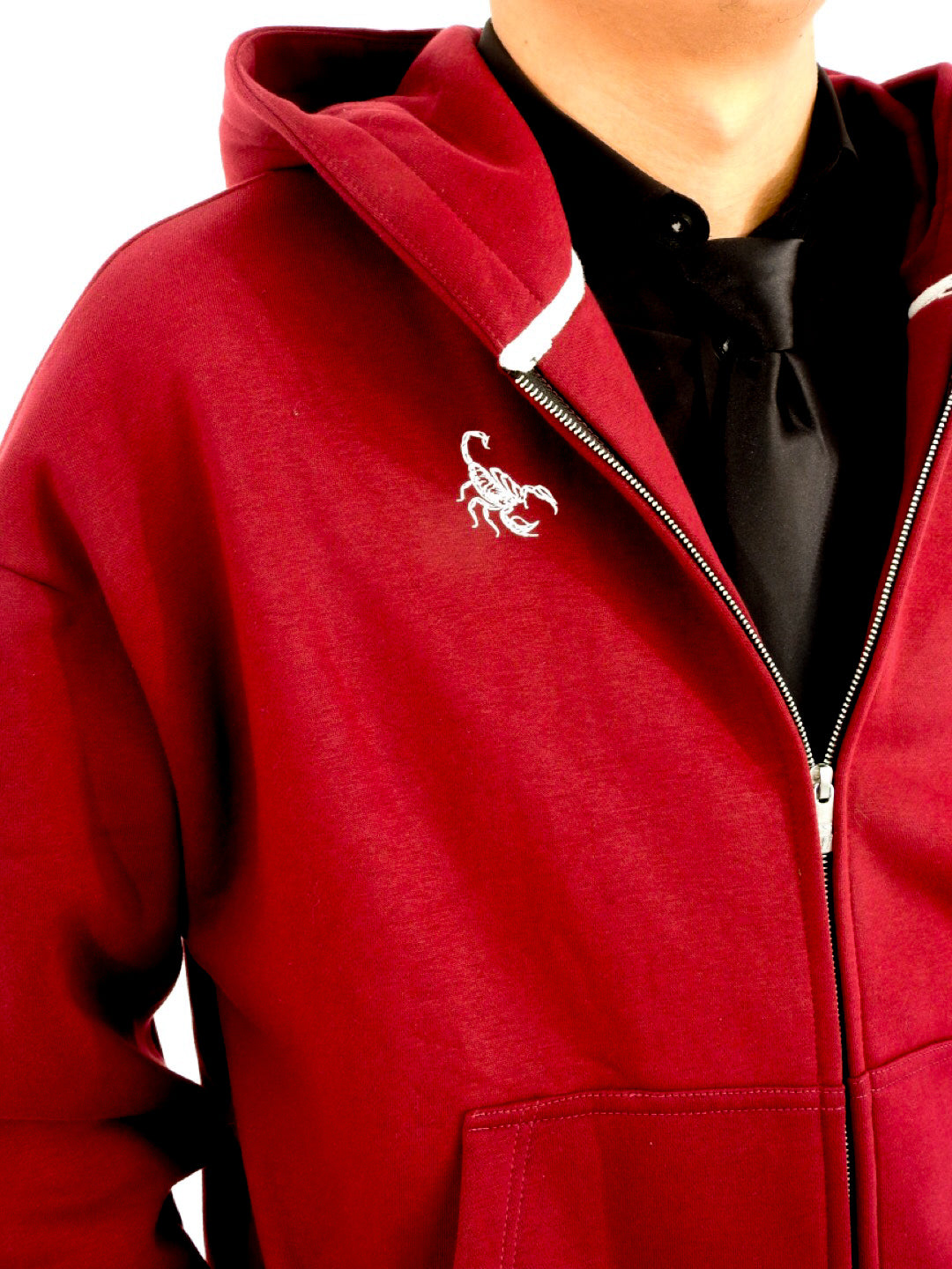 Scorpion Cropped Fleece Zip-Up Hoodie (380GSM)