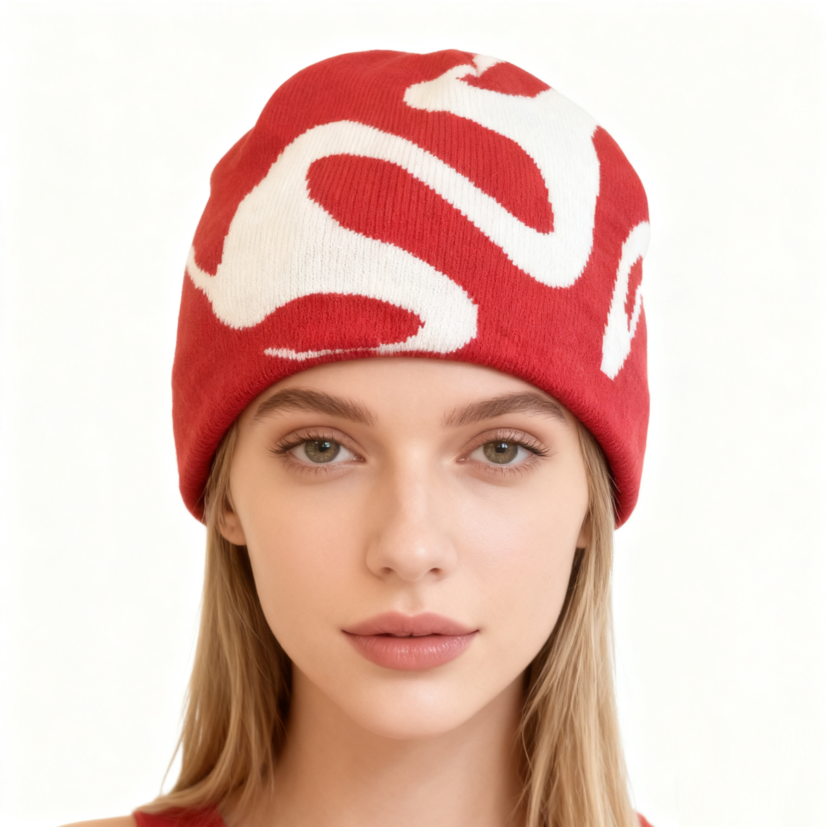 Red Unisex Quirky Fashion Pullover Knit Hat
