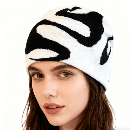 White Unisex Quirky Fashion Pullover Knit Hat