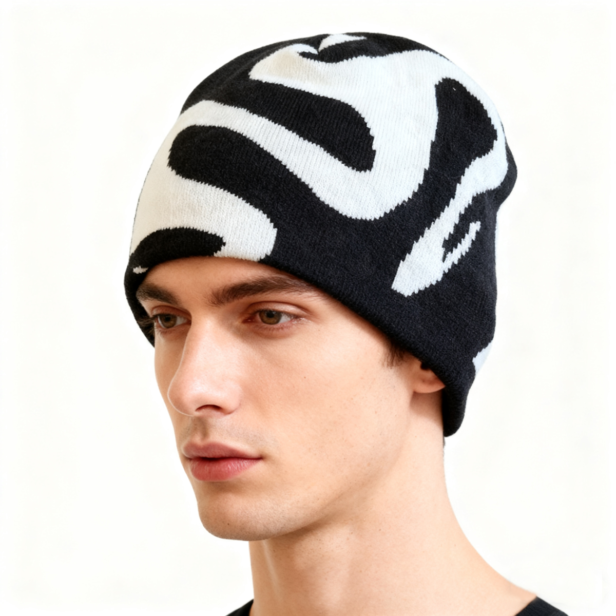 Black Unisex Quirky Fashion Pullover Knit Hat