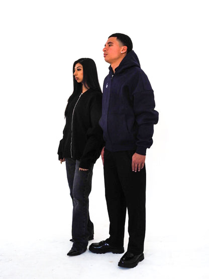 Unisex Boxy Cropped Fleece Zip-up Hoodie(380GSM)