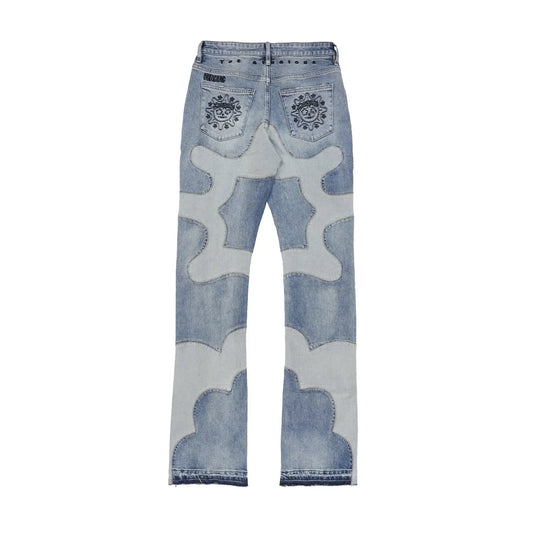 SAYE Lotus Jeans Patchwork Embroidered